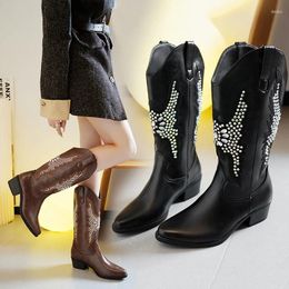 Boots High-end Atmospheric Rhine-diamond High Heels Foreign Air All Comfortable Non-slip Breathable Warm Fashion Women's