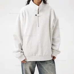 Men's Hoodies Stand Collar Baggy Sweatshirts Spring Simple Metal Zipper Fashion Designer Streetwear Male Hoodie Blouse