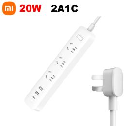 Control New Xiaomi Socket Mi Mijia QC3.0 20W Fast Charging Power Strip 2A1C 3 Sockets Standard Plug Interface Extension Lead 1.8m