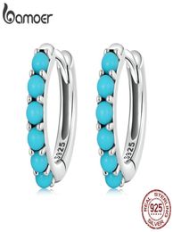 Hoop Huggie 925 Sterling Silver Stackable Blue Turquoise Ear Buckles for Female Fashion Modern Earrings Women Fine Jewellery 2210089871569