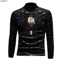 Four Seasons Mens Tops Round Neck Long Sleeves T-shirts Trend Embroidery Fashion Print Sweatshirts Ladies Stretch Cotton Bottoming Shirts Pounds Available