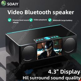 Speakers SOAIY S99 4.3 "Video Display Bluetooth Speaker High Fidelity Home Theater Stereo Audio Subwoofer Speaker Best Speaker 8000mAH