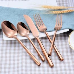 1 Set creative handle flatware set 4 Colour knife fork spoon 5-piece suit cutlery set high-grade stainless steel dinnerware tablewa274V