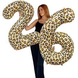 Leopard Print Party 32'' Leopard Number Balloon Cheetah Jungle Safari Theme Balloon Wedding Girls Women Birthday Party Supplies