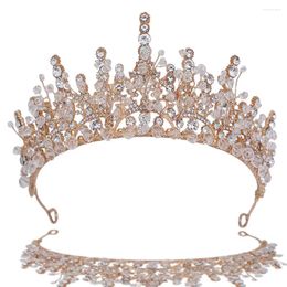 Hair Clips KMVEXO Baroque Gold Color Rhinestone Beads Bridal Crowns Tiaras Headband Crystal Diadem Crown Wedding Accessories
