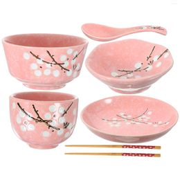 Dinnerware Sets 6pcs Ceramic Tableware Set Modern Japanese Style Bowl Dish Plates Household Cutlery