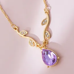 Pendant Necklaces Catuni Ro's Island Princess Necklace Luxury Purple Crystal Zircon Sweet Chic Jewellery For Women Girls Cosplay