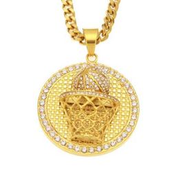 Mens hip hop Jewellery basketball box shape crystal pendants necklaces European and American style rhinestone hip hop chain accessor3451634
