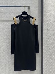 Designer Milan Runway Dress 2024 New Spring Summer Lapel Neck Long Sleeve Fashion Dresses Brand Same Style Dress