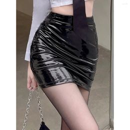 Skirts Leather Skirt Women's High Waist Sexy Pure Thin A-line Ropa Mujer Mini Clothes For Women