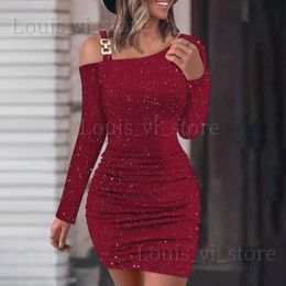 Basic Casual Dresses Womens Spring Cold Shoulder Mini Dress Ladies Sexy Evening Party Cocktail Bodycon Dress High Quality Clothings Plus Size 2024 T240227