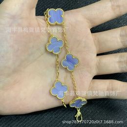 Designer Jewellery Luxury Bracelet Link Chain Vanca Four Leaf Grass Five Flower Bracelet Womens 18k Rose v Gold Red Agate White Full Diamond Hand Jewellery 5128