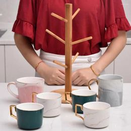 Hooks Coffee Cup Drain Rack Solid Wood Hanger Wooden Mug Holder Tree 6 Heavy Duty Multifunctional Tea Organiser