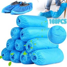US Stock Disposable Shoe Covers Indoor Cleaning Floor Non-Woven Fabric Overshoes Boot Non-slip Odor-proof Galosh Prevent Wet Shoes228n