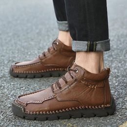 Boots Winter 2024 Trend Leather Men Classic Ankle Flats Moccasins Soft Comfortable Casual Male