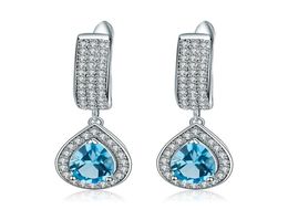 Stud Gem039s Ballet 925 Sterling Silver Kate Earrings 2 64Ct Natural Swiss Blue Topaz Gemstone Drop For Women Fine Jewellery 22103637088