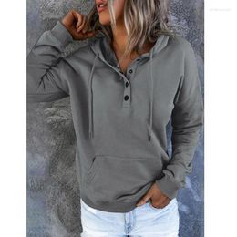 Women's Sweaters Autumn Loose Hooded Sweater Fashion Buckle Long Sleeve Top Vintage Women Clothes Casual Pocket Drawstring Pullover Hoodies