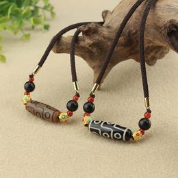 Pendant Necklaces Natural Tibet DZI Necklace Original Stone Nine Eyes Tianzhu Agate Boutique High Quality For Men And Women