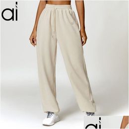 Yoga Outfit Al Yoga Soho Sweatpants Stretch High-Waist Break Line Jogger Pants Thick Sportswear Solstice Lantern Trousers Heavy Weight Dhcu6