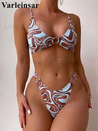 Women's Swimwear Printed High Leg Cut Metal Rings Bikini Women Swimwear Female Swimsuit Two-pieces Bikini set Bather Bathing Suit Swim Lady V4433 T240227