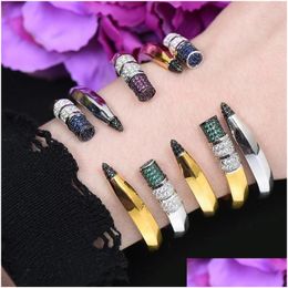 Charm Bracelets Missvikki Luxury Elegant Stacks Open Bangle For Women Wedding Baguette Arabia Bridal Brincos Para As Mheres 2023 Drop Dhh0R