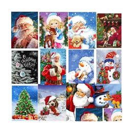 Christmas Decorations 54 Styles Diamond Painting Christmas Kits For Adts 5D Santa Claus Diamonds Embroidery Snow House Landscape Mosai Dhatv