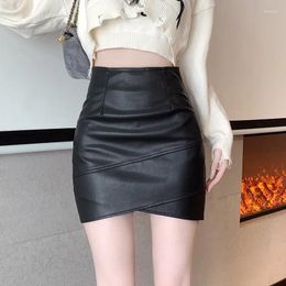 Skirts Fashion Irregular Lining Leather Skirt For Spring/Summer Women's 2024 Sexy High Waist Skinny Wrap Hip Mini