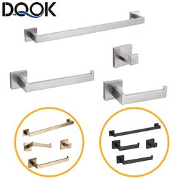 Bathroom Hardware Set Bathroom Accessories Black Robe Hook Towel Rail Bar Rack Bar Shelf Tissue Paper Holder Toothbrush Holder 240223