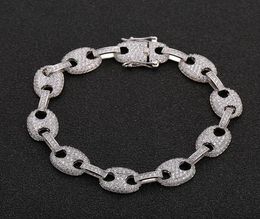 Zircon Bead Chain Bracelet Tennis Copper Material Gold Silver Colour Bling CZ Men Hip hop Bracelets5534857