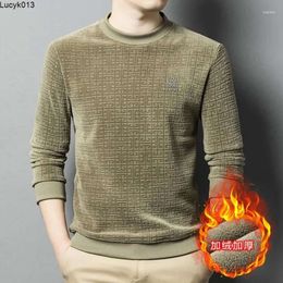 Mens t Shirts Winter Fleece Lined Padded Warm Keeping Bottoming Shirt Jacquard Sweater T-shirt