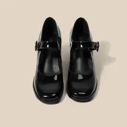 Dress Shoes Lolita Women Mary Jane 7.5cm Vintage Girls High Heel Platform College Student Square Toe Thick Heeled