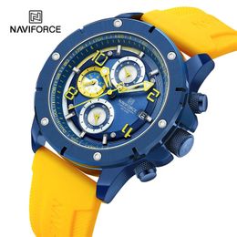 NAVIFORCE Fashion Mens Watch Chronograph Business Quartz Wristwatches Waterproof Luminous Silicone Strap Clock Reloj Hombre 240220