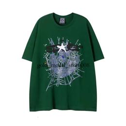 Spider T Shirt Men Designer Tshirt Number 55555 Star Foam Print High Quality Pure Cotton Pink Green Women Tshirts Trendy Couple Tee Loose Versatile Mens T Shirt 417