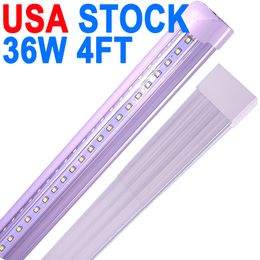 36W 4 Ft Integrated LED Tube Light T8 V Shaped Four Row 5000 Lumens Clear Cover Super Bright White 6500K 8FT LED Shop Lights(300W Fluorescent Equivalent) crestech