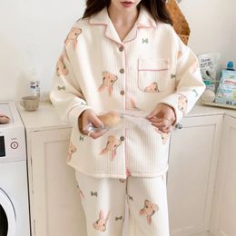 Autumn and Winter Postpartum Mothers Breastfeeding Pregnant Women Pyjamas Womens Winter Two-piece Sets 240219