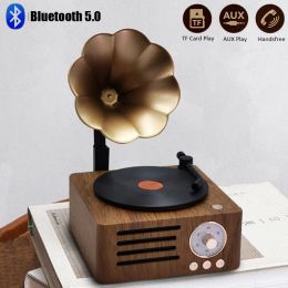 Speakers 2023 Retro Radio Portable Mini FM Bluetooth Speaker MP3 Music Box Vintage Record Player with Microphone Support TFCard/AUX Play