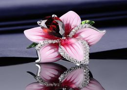 Wedding Rings Milangirl Quality Pink Zircon Red Princess Cut Crystal Flower For Women Female Mood Promise Jewelry6124170