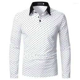 Men's Polos Mens Long Sleeve Dot Pattern Print Shirt Fashion Casual Classic Lapel Spring Autumn Male Tops