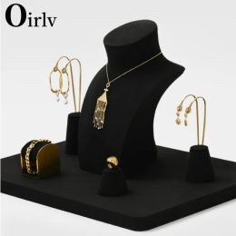 Rings Oirlv Black Jewelry Display Set Shop Cabinet Display Props for Necklace Display Bust Watch Ring Earrings Bangle Decoration Rack