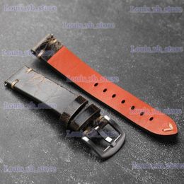 Watch Bands Brown vintage old leather strap 18 19 20 21 22MM cracked head layer cowhide suitable for mens bracelet T240227