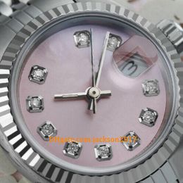 20 style Christmas gift watches Ladies 26mm Pink Diamond Accent Dial Stainless Steel Watch212k