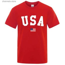 Men's T-Shirts Usa Flag Street Personality Letter Men Women T-Shirts Cotton Oversized Short Sleeve Loose T-Shirt Breathable Oversized Tops T240227