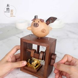 Little Hand Shake for Girlfriend Creative Decoration Home Gift Flying Pig Music Box