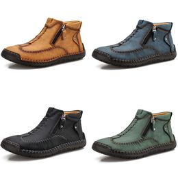 New men's high-top leather casual shoes yellow blue green black men's slip-on plus size sports sneakers warmth GAI