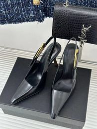 tacchi slingback scarpe firmate vestito da donna designer donna caviglia in pelle punta a punta scarpe eleganti da festa pompa ritagli cinturino con strass scarpe da donna di lusso tacco alto