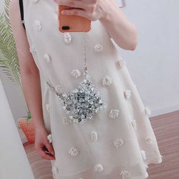 Evening Bags Illusionary Alien Crystal Chain Bag Handmade Beaded Small Body Transparent Fairy Phone 240227