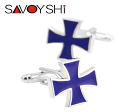 SAVOYSHI Cufflinks for Mens Blue Enamel Shirt Cuff Bottons Accessories High Quality Cuff Links Fashion Brand Men Jewelry2452361