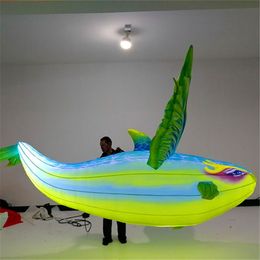 6mL (20ft) with blower Hanging Inflatable Fish Event Decoration For Ceiling with 10W LED light for Factory price nightclub decoration event