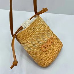 2024 woven bag New summer fashion designer bag large capacity mobile phone bag plant Fibre woven bag cute and practical women's lipstick bag cigarette bag
