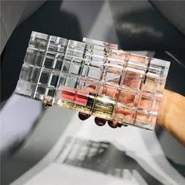 Gorgeous Transparent Check Acrylic Handbags Magnetic Buckle Plaid Dinner Bag Super Thick Crystal Hand Box New Evening Bag Clear Ac236p